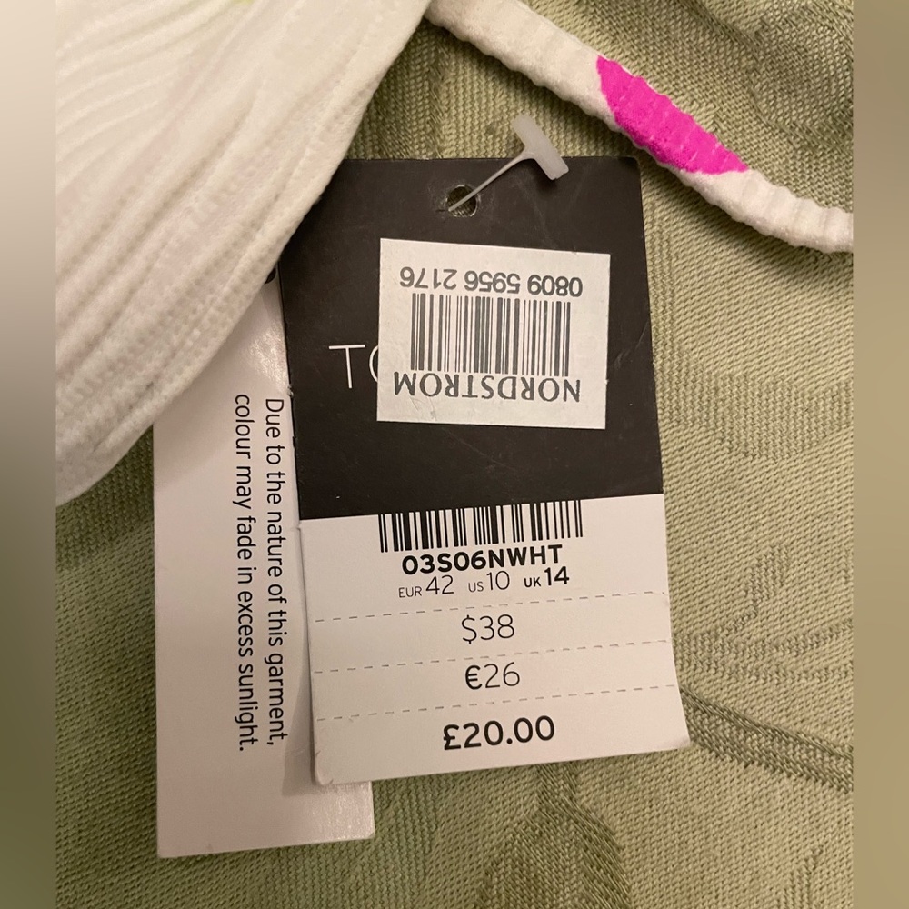 New Topshop White Colorful Polka-Dot Swimsuit Bikini Top Separates US 10 UK 14 - Picture 10 of 13